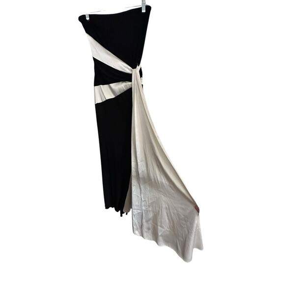 Vintage Jessica Mcclintock Black White Strapless Gunne  Sax Gown Dress Size 4 - Picture 1 of 10